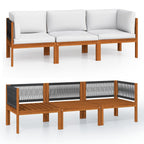 vidaXL 3-Sitzer-Gartensofa mit Kissen Holz Akazie & Seil