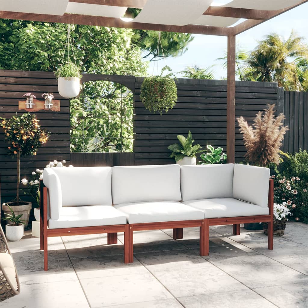 vidaXL 3-Sitzer-Gartensofa mit Kissen Holz Akazie & Seil