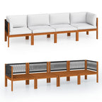 vidaXL 4-Sitzer-Gartensofa mit Kissen Holz Akazie & Seil