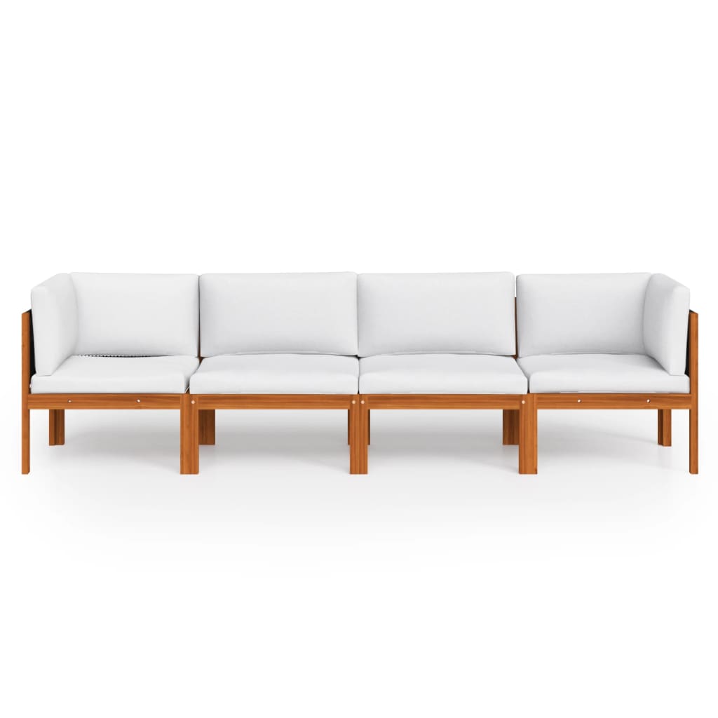 vidaXL 4-Sitzer-Gartensofa mit Kissen Holz Akazie & Seil