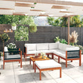 vidaXL 8-tlg. Garten-Lounge-Set mit Kissen Cremefarbenes Holz Akazie & Seil