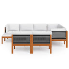 vidaXL 10-tlg. Garten-Lounge-Set mit Kissen Cremefarbenes Holz Akazie & Seil