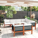 vidaXL 10-tlg. Garten-Lounge-Set mit Kissen Cremefarbenes Holz Akazie & Seil