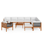 vidaXL 12-tlg. Garten-Lounge-Set mit Kissen Cremefarbenes Holz Akazie & Seil