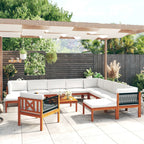 vidaXL 12-tlg. Garten-Lounge-Set mit Kissen Cremefarbenes Holz Akazie & Seil