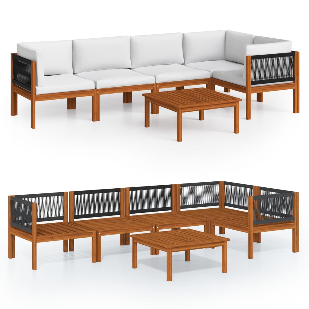 vidaXL 6-teiliges Garten-Lounge-Set mit Kissen Creme 63 x 63 cm