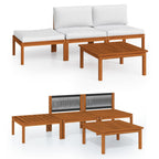 vidaXL 4-teiliges Garten-Lounge-Set mit Kissen Creme 63 x 63 cm