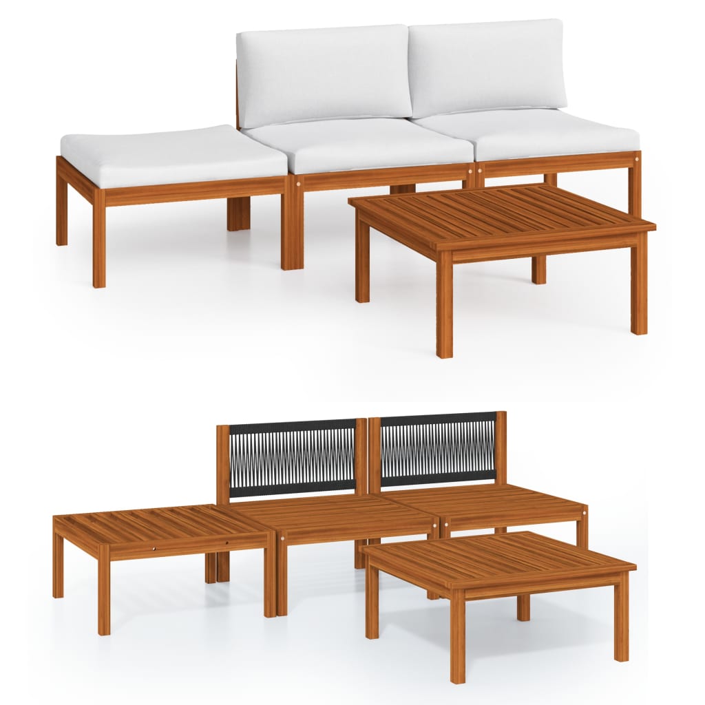 vidaXL 4-teiliges Garten-Lounge-Set mit Kissen Creme 63 x 63 cm