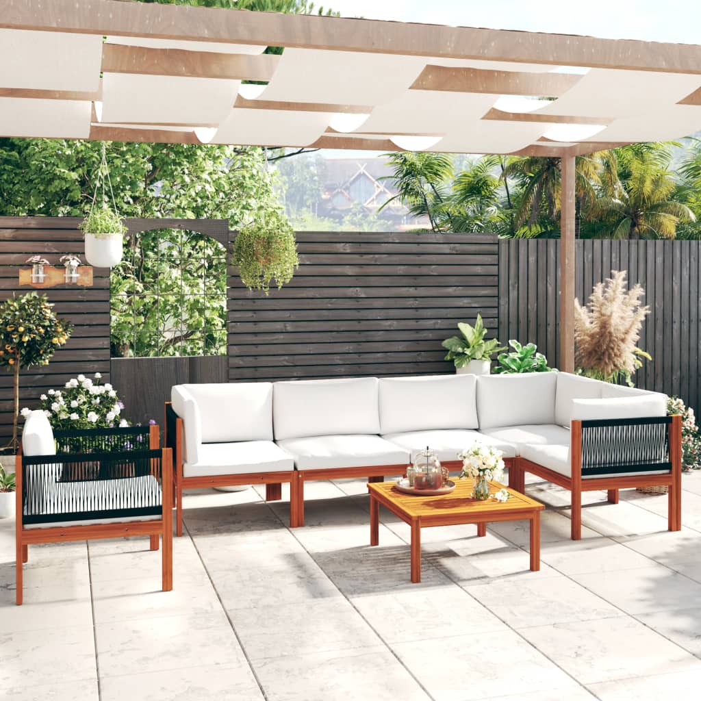 vidaXL 7-teiliges Garten-Lounge-Set mit Kissen Creme 63 x 63 cm
