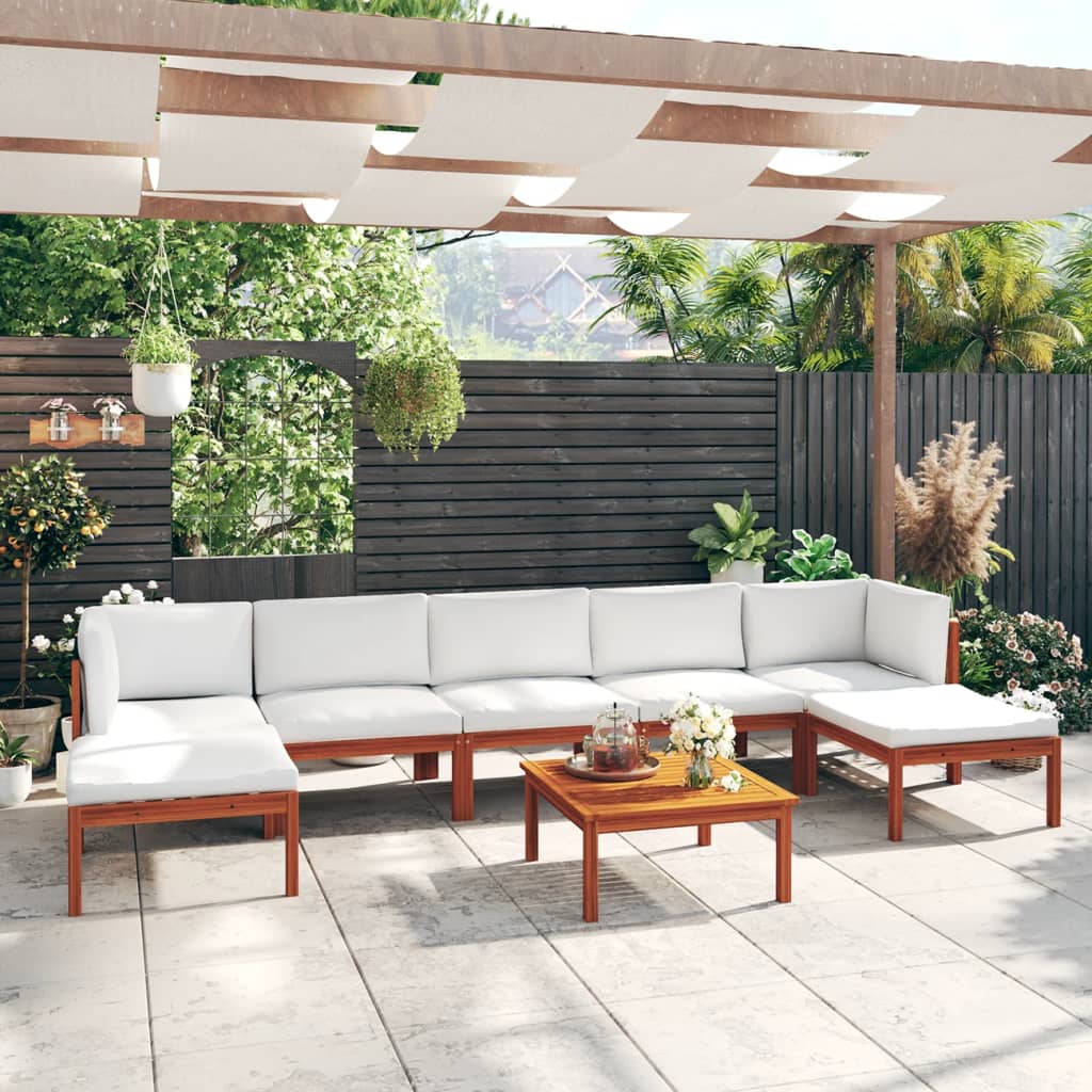 vidaXL 8-teiliges Garten-Lounge-Set mit Kissen Creme 63 x 63 cm
