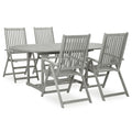 vidaXL 5-tlg. Garten-Essgruppe (150–200) x 100 cm Massivholz Akazie Grau