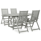 vidaXL 5-tlg. Garten-Essgruppe (150–200) x 100 cm Massivholz Akazie Grau