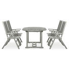 vidaXL 5-tlg. Garten-Essgruppe (150–200) x 100 cm Massivholz Akazie Grau