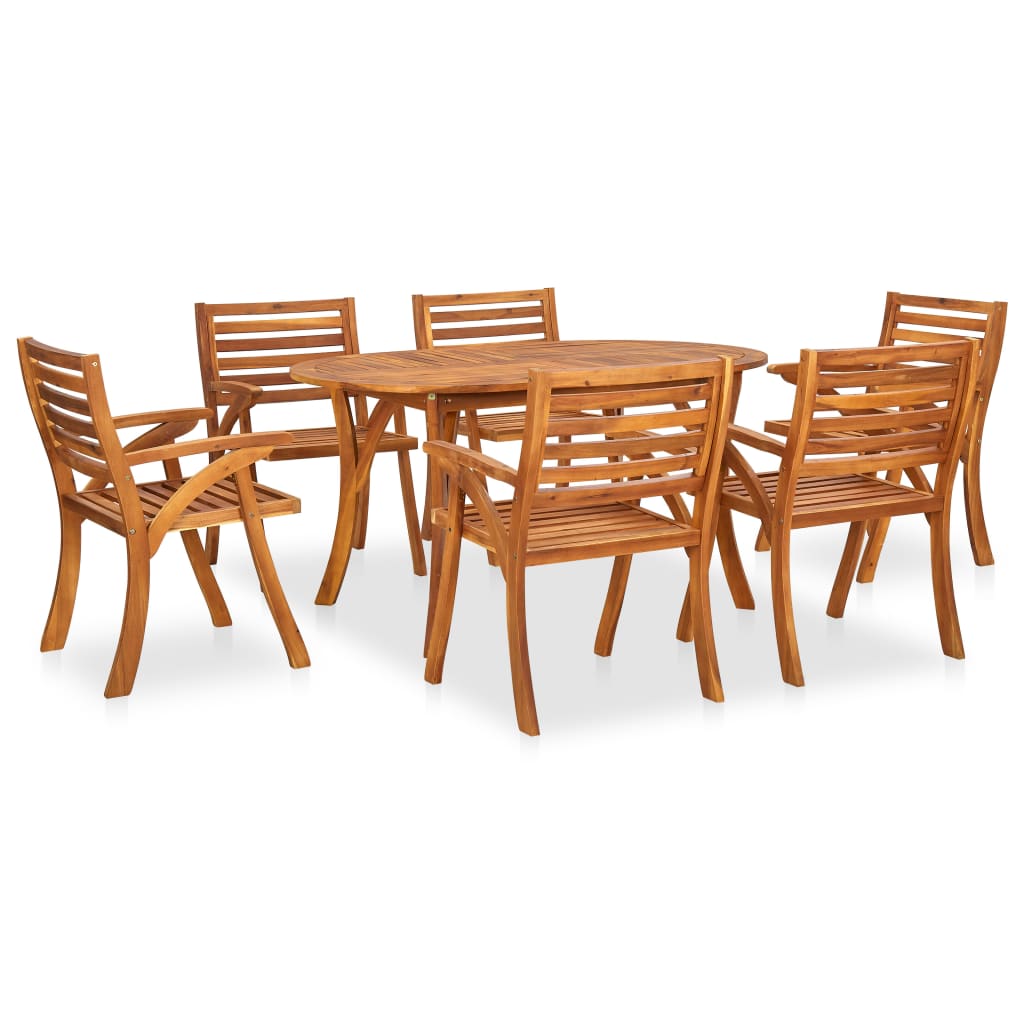vidaXL 7-teiliges Garten-Ess-Set 150 x 90 cm Massivholz Akazie