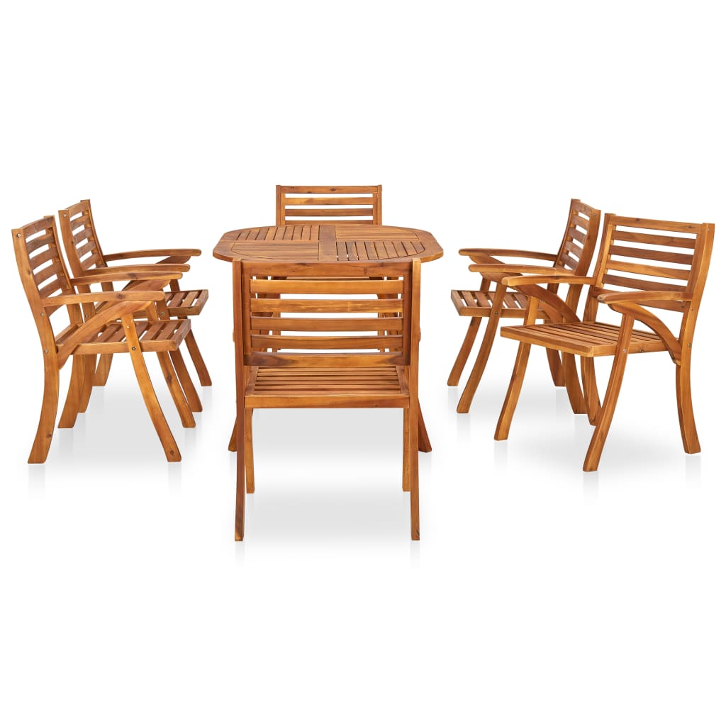 vidaXL 7-teiliges Garten-Ess-Set 150 x 90 cm Massivholz Akazie