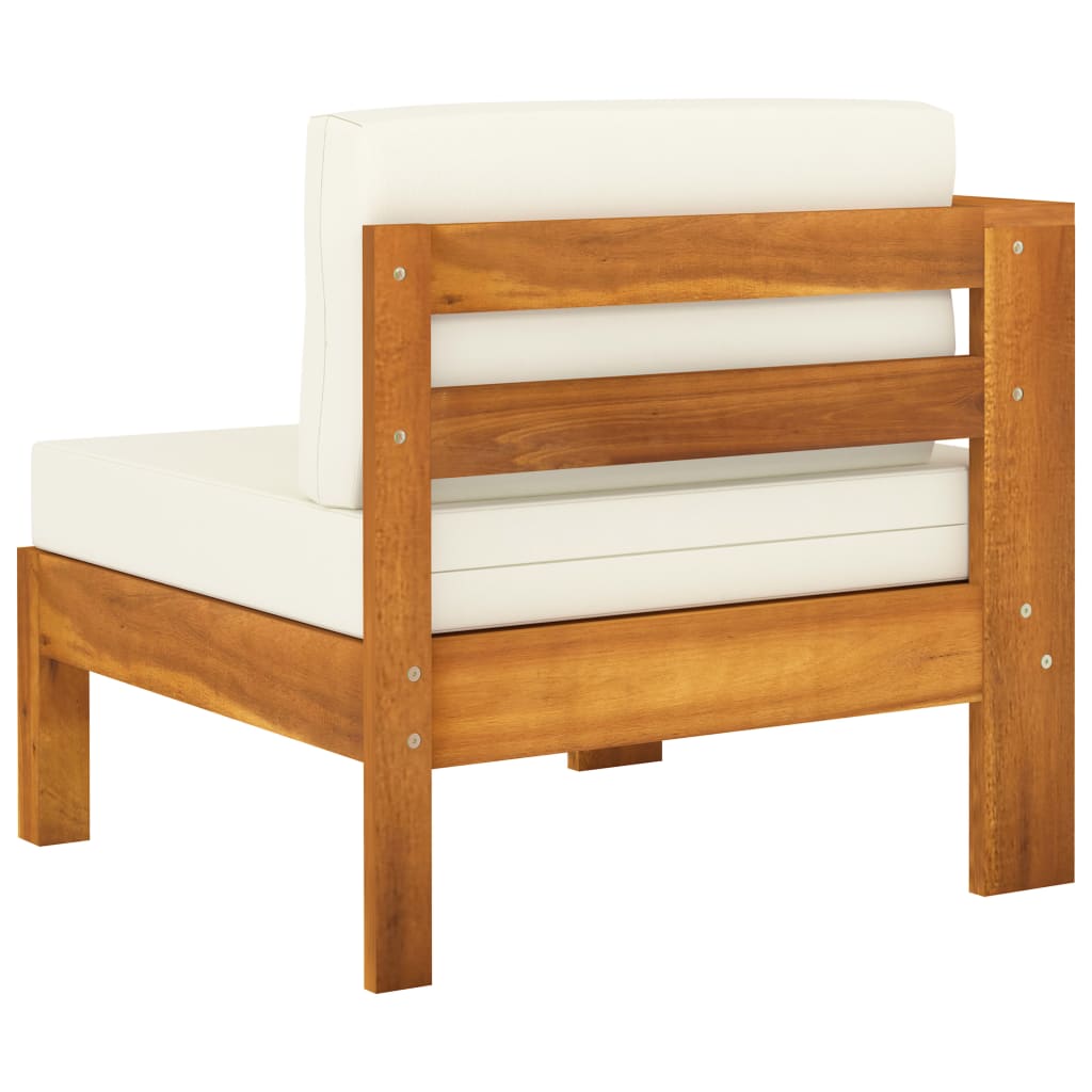 vidaXL 3-Sitzer-Gartensofa mit Cremeweißen Auflagen Massivholz Akazie