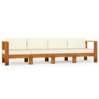 vidaXL 4-Sitzer-Gartensofa mit Cremeweißen Auflagen Massivholz Akazie