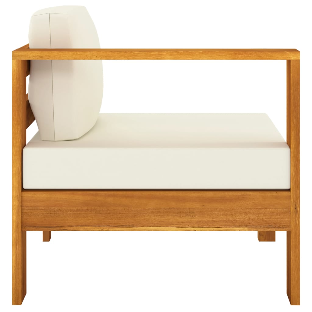 vidaXL 4-Sitzer-Gartensofa mit Cremeweißen Auflagen Massivholz Akazie
