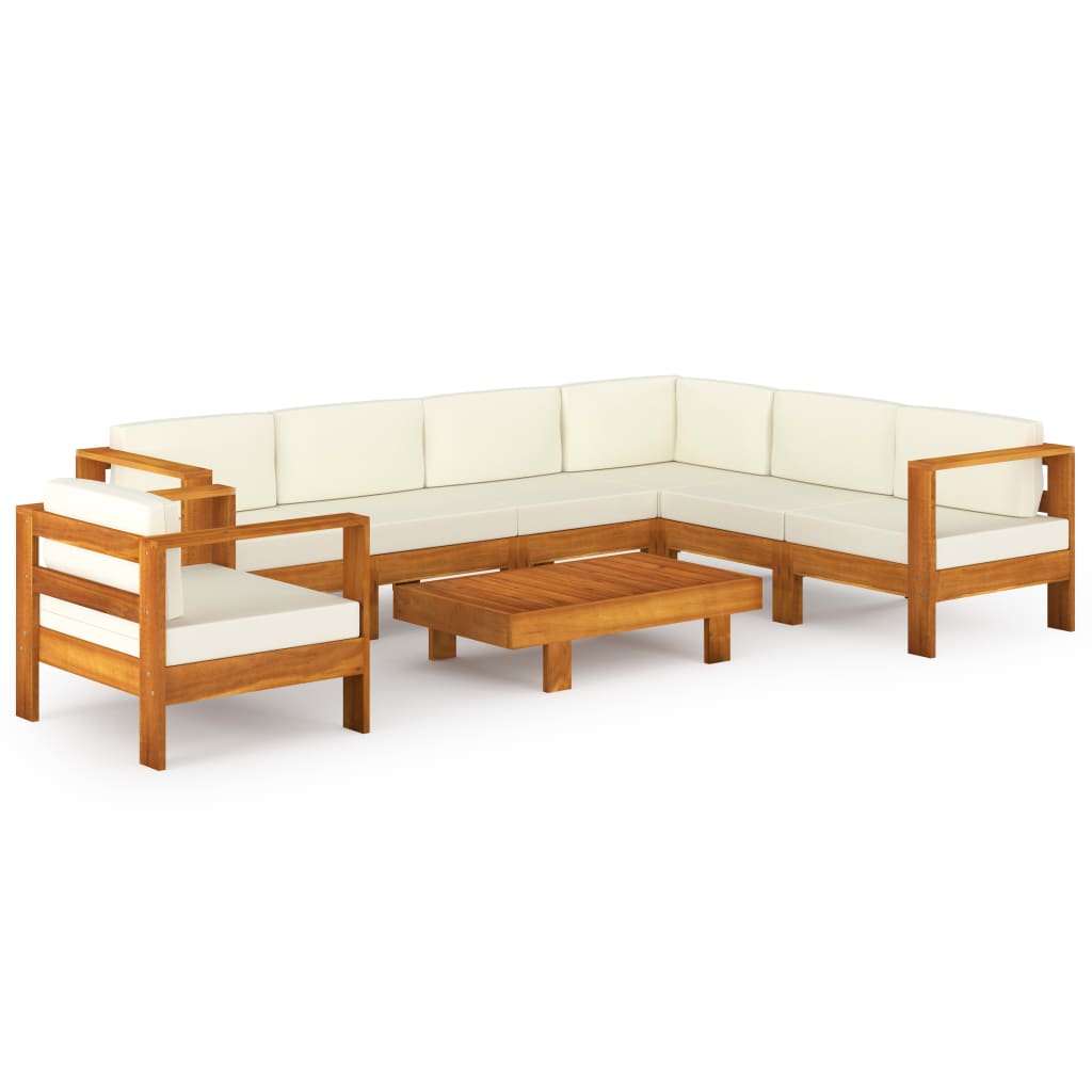 vidaXL 8-teiliges Garten-Lounge-Set mit Kissen 100 x 60 cm Akazienholz