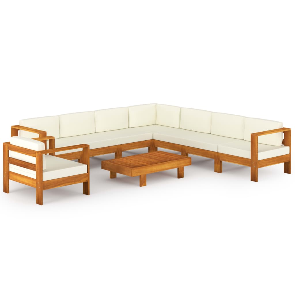 vidaXL 9-teiliges Garten-Lounge-Set mit Kissen 100 x 60 cm Akazienholz