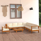 vidaXL 9-teiliges Garten-Lounge-Set mit Kissen 100 x 60 cm Akazienholz