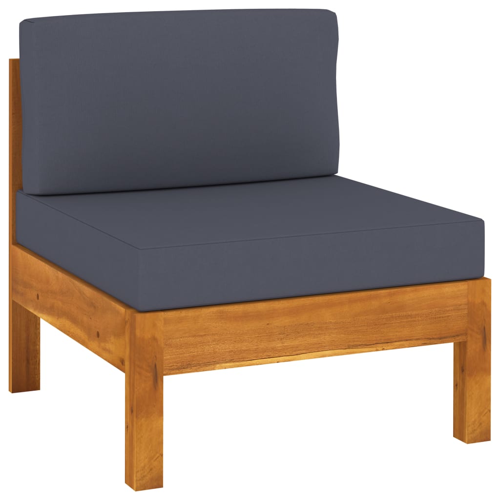 vidaXL 3-Sitzer-Gartensofa mit Dunkelgrauen Auflagen Massivholz Akazie
