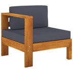 vidaXL 3-Sitzer-Gartensofa mit Dunkelgrauen Auflagen Massivholz Akazie