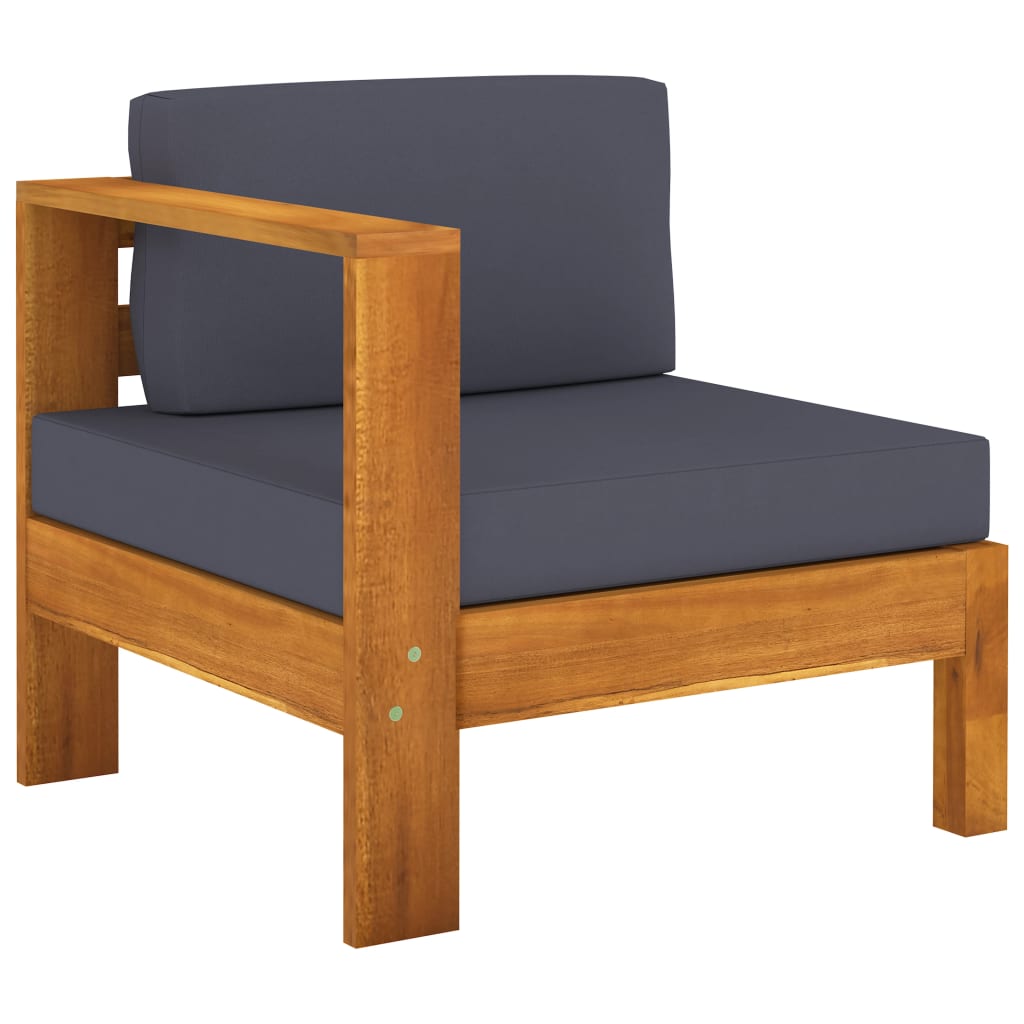 vidaXL 3-Sitzer-Gartensofa mit Dunkelgrauen Auflagen Massivholz Akazie