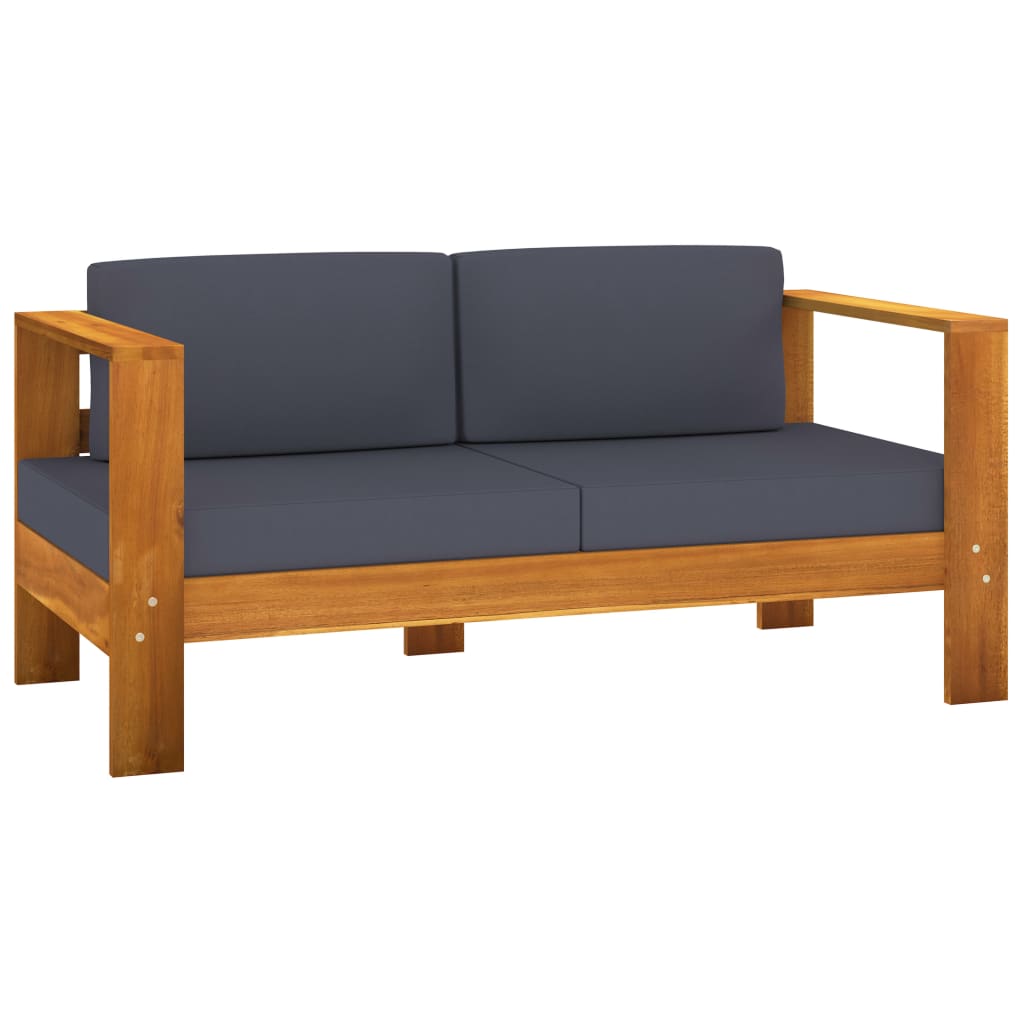 vidaXL 4-tlg. Garten-Lounge-Set Dunkelgraue Auflagen Massivholz Akazie