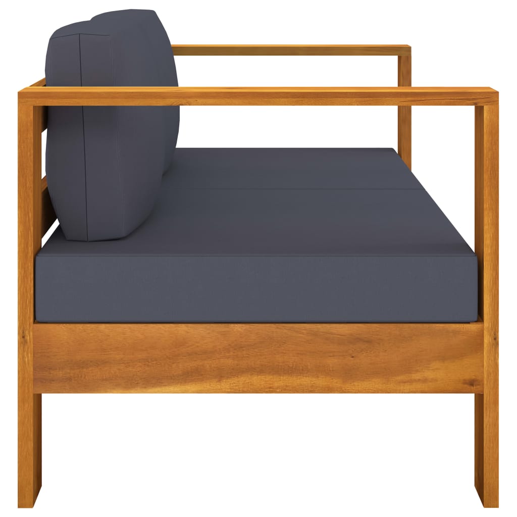 vidaXL 4-tlg. Garten-Lounge-Set Dunkelgraue Auflagen Massivholz Akazie