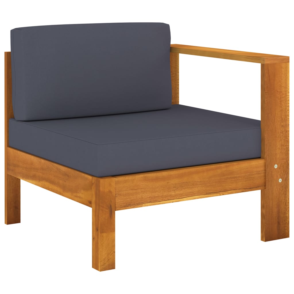 vidaXL 5-tlg. Garten-Lounge-Set mit Dunkelgrauen Auflagen Akazienholz