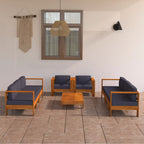 vidaXL 8-tlg. Garten-Lounge-Set mit Dunkelgrauen Auflagen Akazienholz