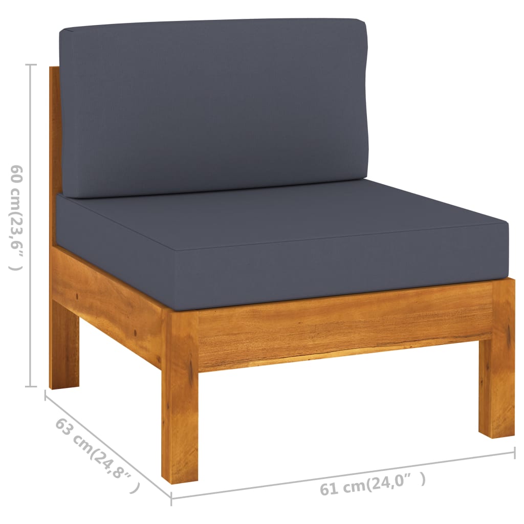 vidaXL 9-tlg. Garten-Lounge-Set mit Dunkelgrauen Auflagen Akazienholz