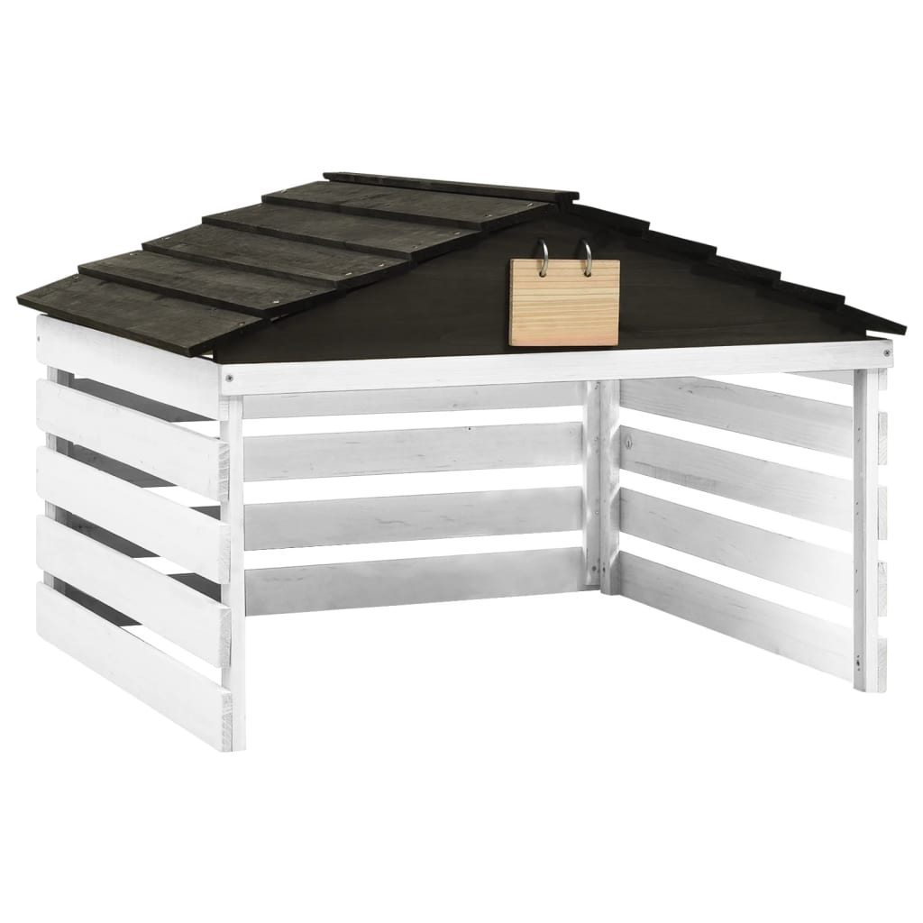vidaXL Mähroboter-Garage Schwarz und Weiß 78x74x54 cm Tannenholz