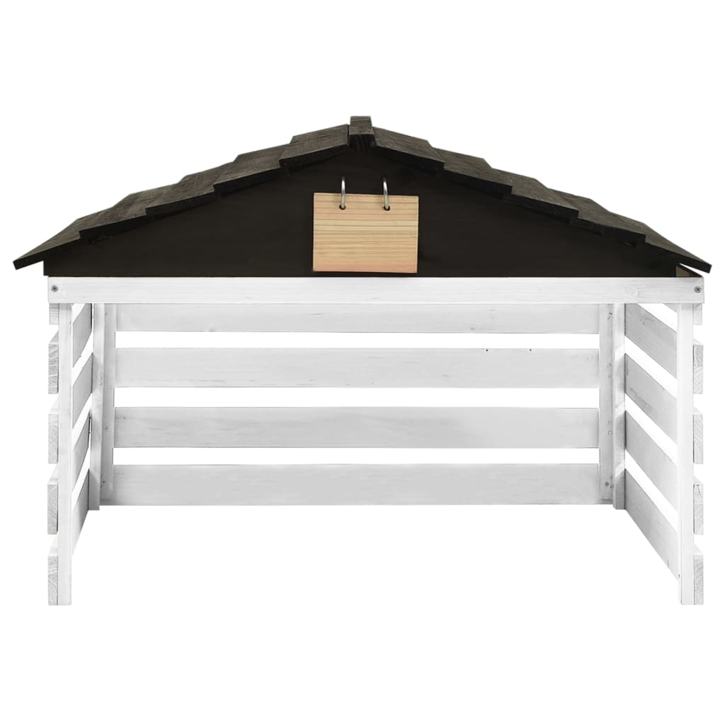 vidaXL Mähroboter-Garage Schwarz und Weiß 78x74x54 cm Tannenholz