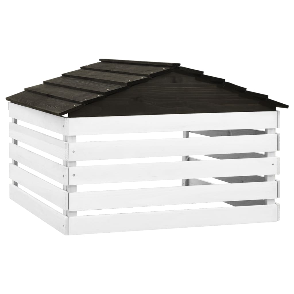 vidaXL Mähroboter-Garage Schwarz und Weiß 78x74x54 cm Tannenholz