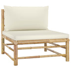 vidaXL 4-tlg. Garten-Lounge-Set mit Cremeweißen Kissen Bambus
