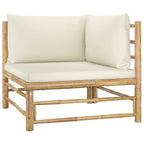 vidaXL 7-tlg. Garten-Lounge-Set mit Cremeweißen Kissen Bambus