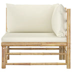 vidaXL 2-tlg. Garten-Lounge-Set mit Cremeweißen Kissen Bambus