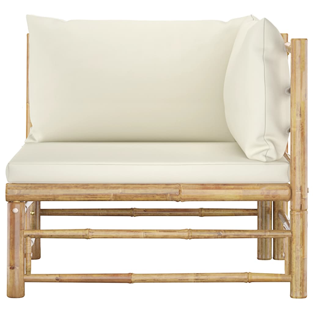vidaXL 2-tlg. Garten-Lounge-Set mit Cremeweißen Kissen Bambus