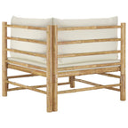 vidaXL 2-tlg. Garten-Lounge-Set mit Cremeweißen Kissen Bambus