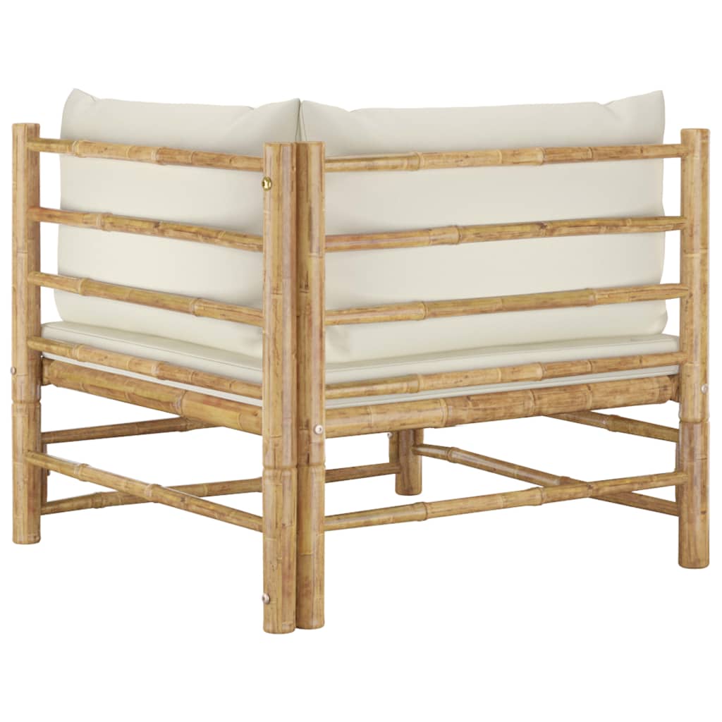 vidaXL 2-tlg. Garten-Lounge-Set mit Cremeweißen Kissen Bambus
