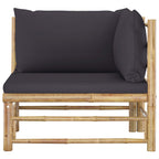 vidaXL 2-tlg. Garten-Lounge-Set mit Dunkelgrauen Kissen Bambus