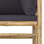vidaXL 3-tlg. Garten-Lounge-Set mit Dunkelgrauen Kissen Bambus