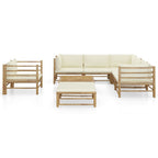 vidaXL 8-tlg. Garten-Lounge-Set mit Cremeweißen Kissen Bambus