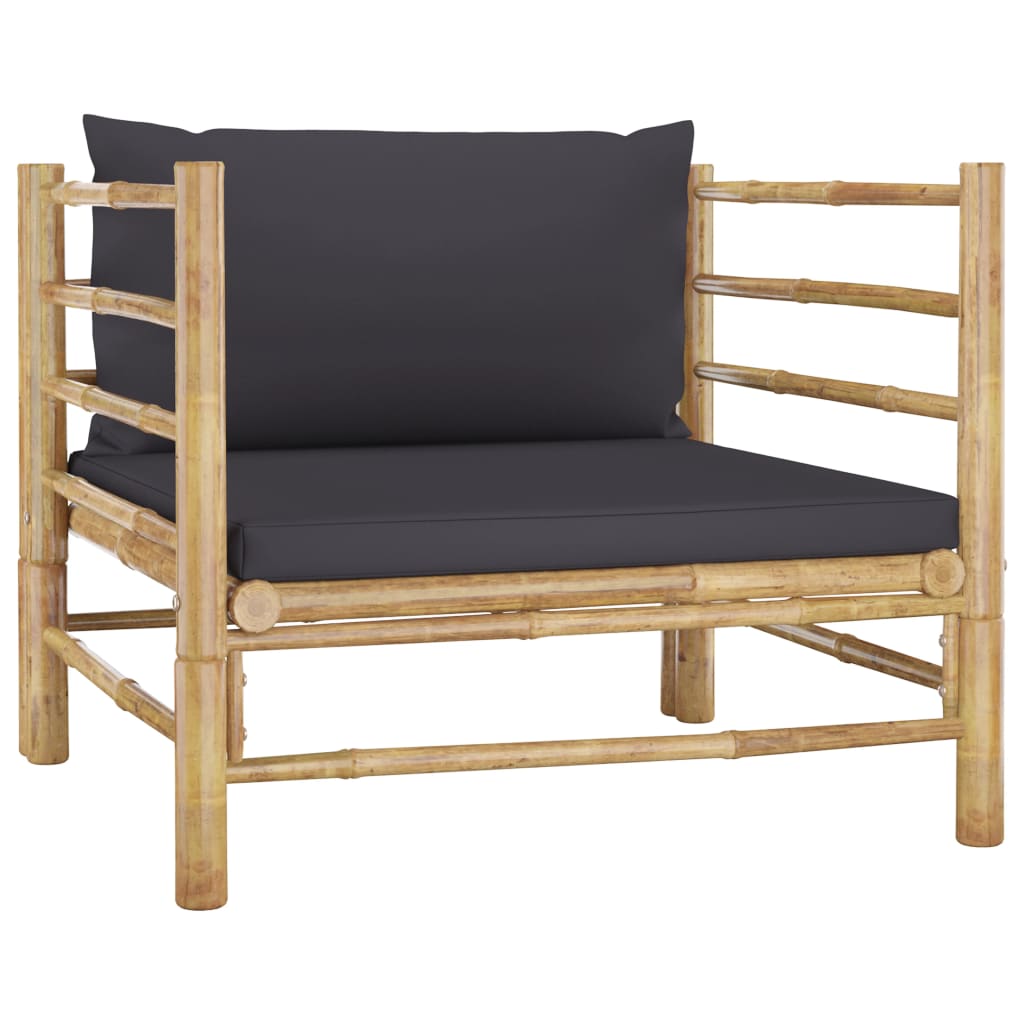 vidaXL 8-tlg. Garten-Lounge-Set mit Dunkelgrauen Kissen Bambus