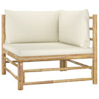 vidaXL 10-tlg. Garten-Lounge-Set mit Cremeweißen Kissen Bambus