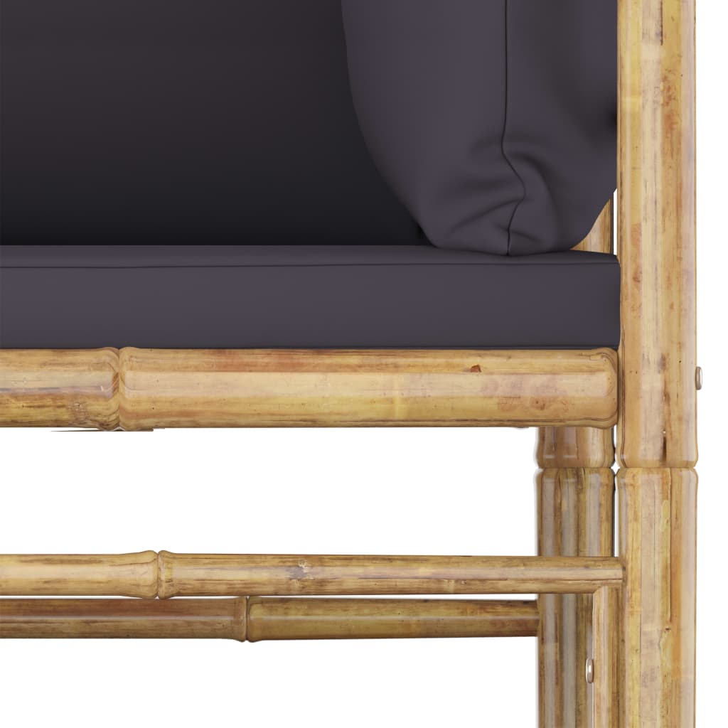 vidaXL 11-tlg. Garten-Lounge-Set mit Dunkelgrauen Kissen Bambus