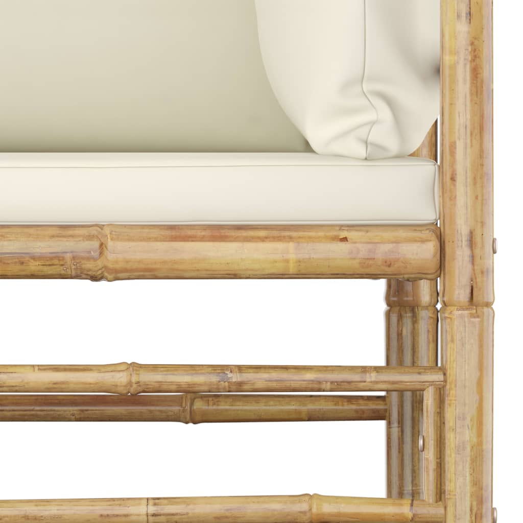 vidaXL 12-tlg. Garten-Lounge-Set mit Cremeweißen Kissen Bambus