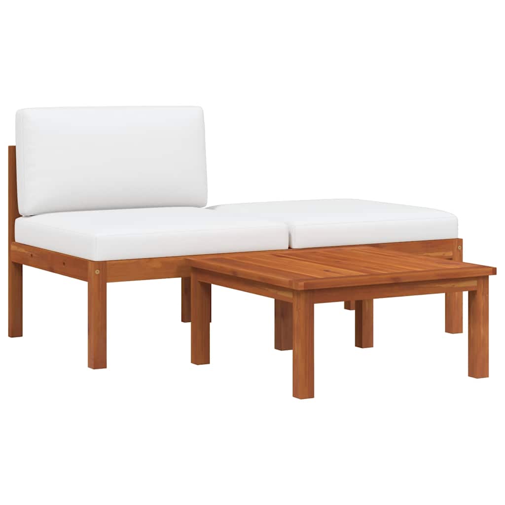 vidaXL 3-tlg. Garten-Lounge-Set mit Kissen Holz Akazie & Seil